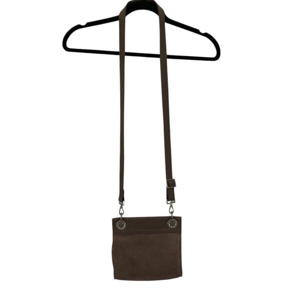 Hammitt Tony Small Taupe Embossed Suede Crossbody Handbag Adjustable Strap - Picture 9 of 14